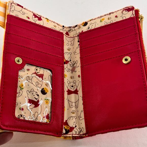 Disney Loungefly Winnie The Pooh Wallet Red Yellow Gingham 2021 Large - Picture 6 of 8